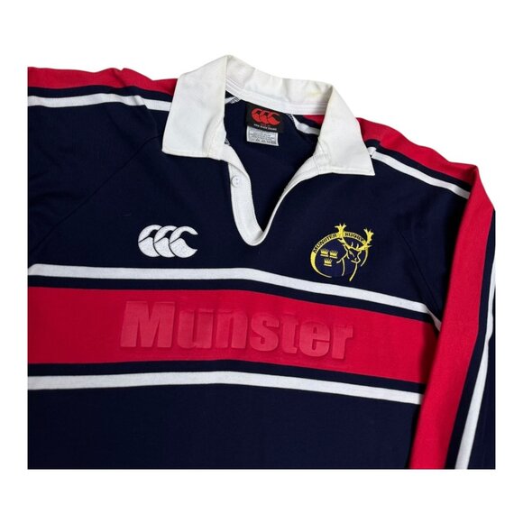 Vintage 2003 MUNSTER RUGBY NEW ZEALAND Heavyweight Long Sleeve Polo Shirt Medium - Picture 2 of 7